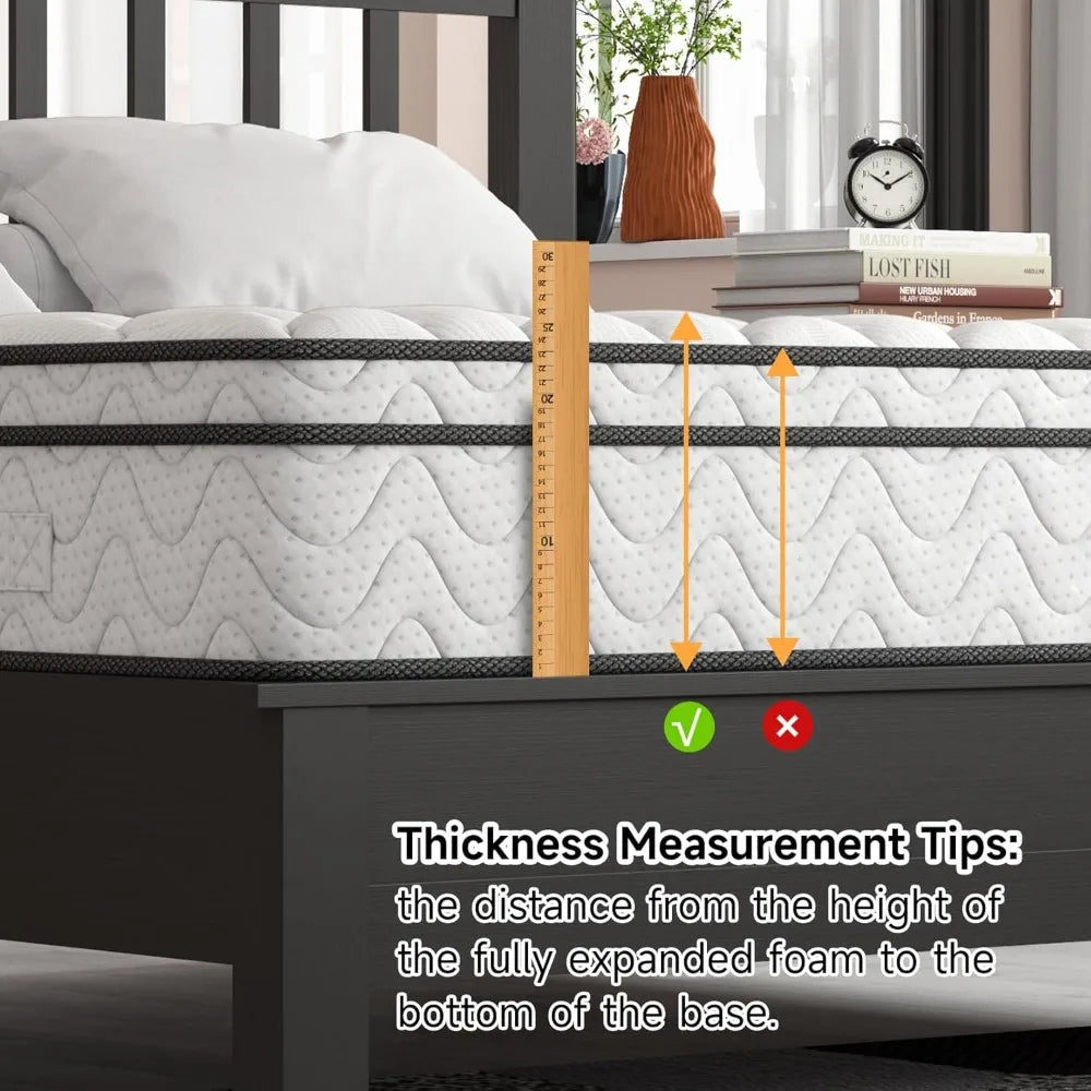 Ljustra Queen Mattress 14 Inch Hybrid Memory Foam Pocket Spring