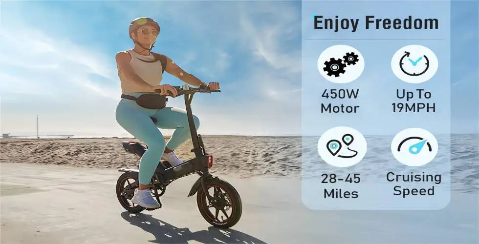 Ljustra 14" Electric Bike 450W Adults Mini Electric Bicycle 18.6MPH