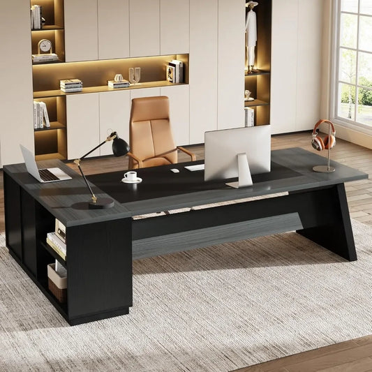 Large L-Shaped Executive Desk Modern Office Furniture with Storage