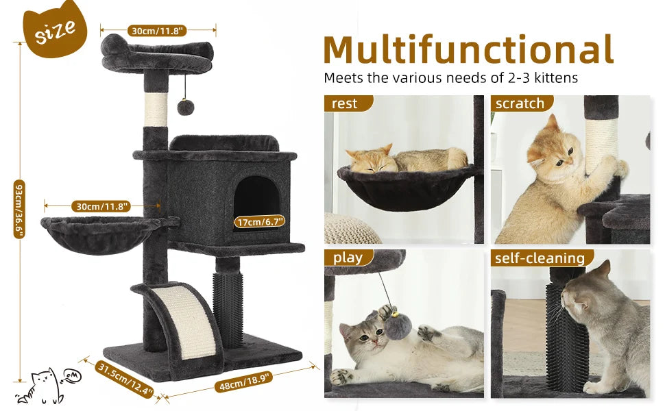 Ljustra Cat Climbing Frame Multi-Level Cat Tower with Scratching Post