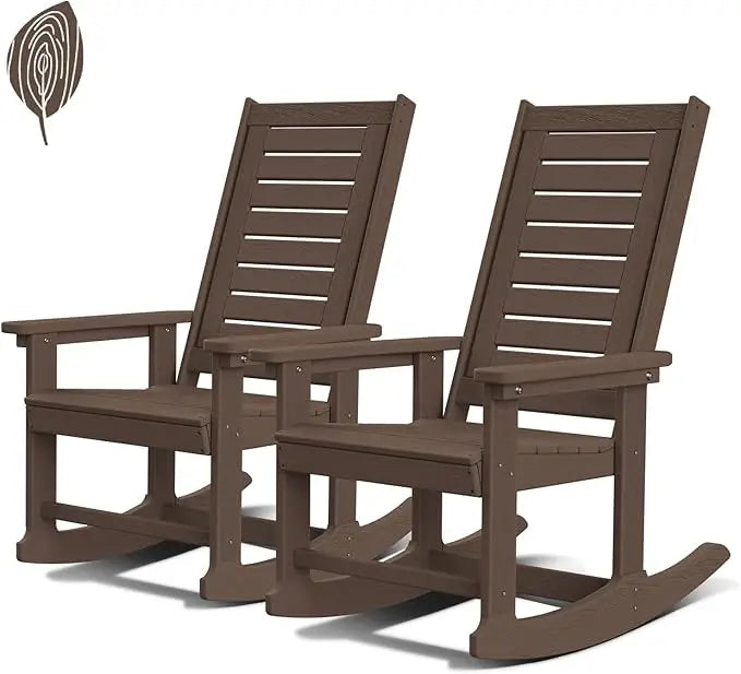 Outdoor Rocking Chairs Set of 2 HDPE Plastic Oversized Rockers