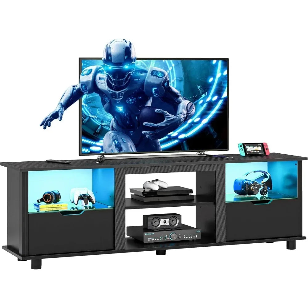 70 Inch Gaming Entertainment Center LED TV Stand with Storage Drawers