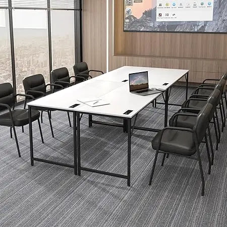 20 FT Conference Table with Charging Station Rectangular Desk Set of 4