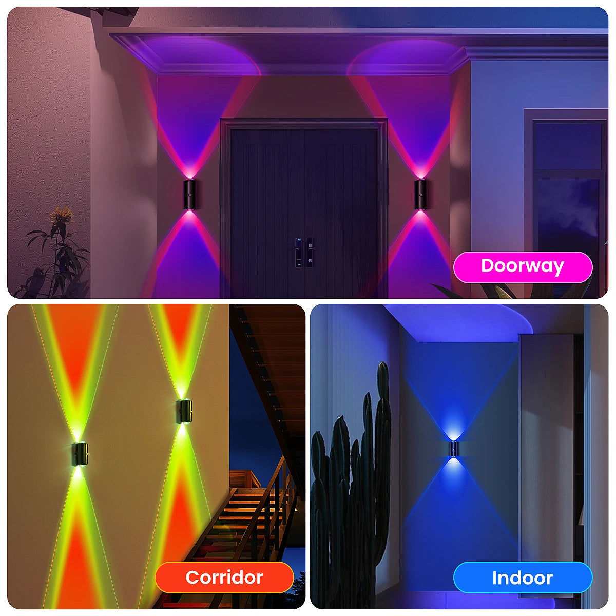 LED Motion Sensor Wall Sconce Night Light USB Rechargeable 8 Colors