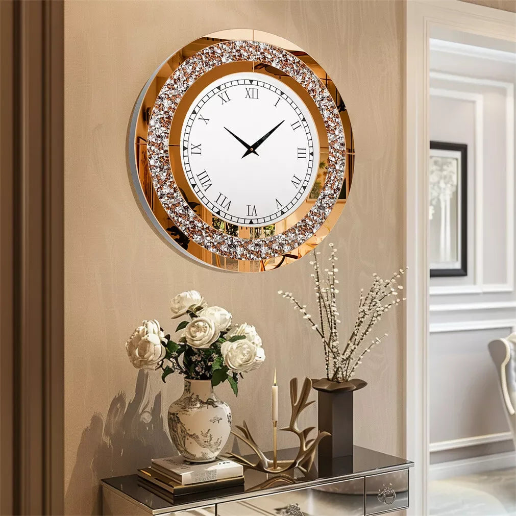 Ljustra 32inch Modern 3D Wall Clock Large Diamond Crystal Home Decor