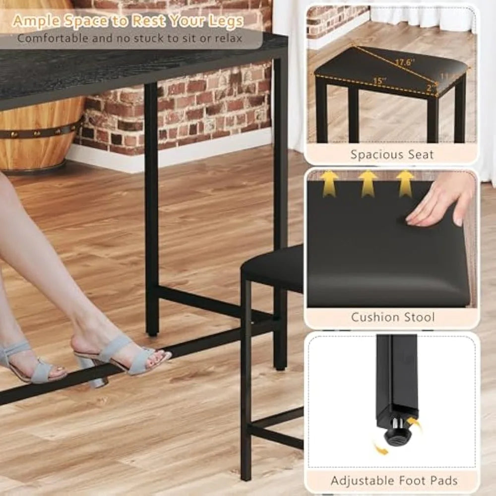 Ljustra Bar Table and Chairs Set Convertible Space-Saving Kitchen Furniture