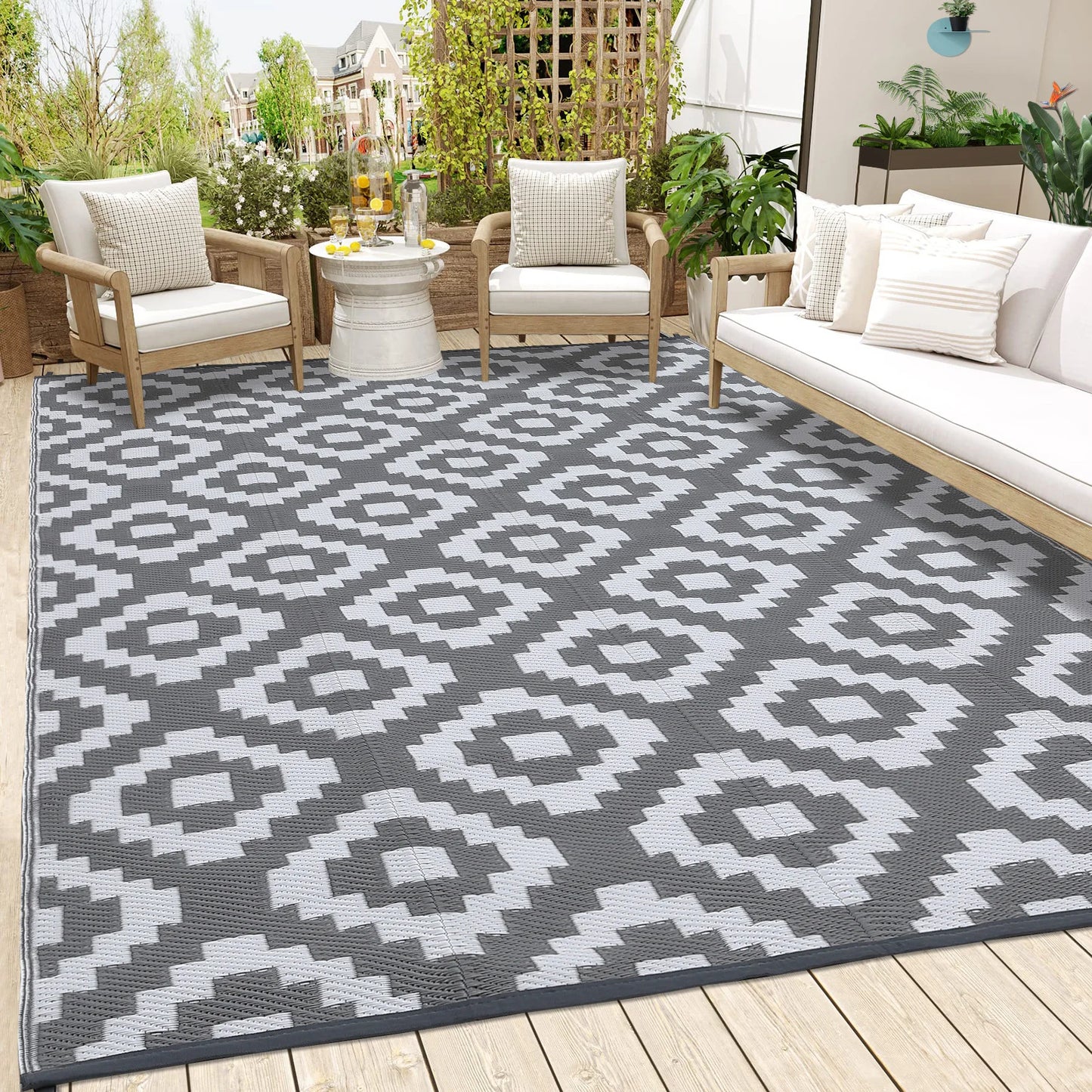 Outdoor Plastic Straw Rug Waterproof Reversible Mat for Patio Picnic