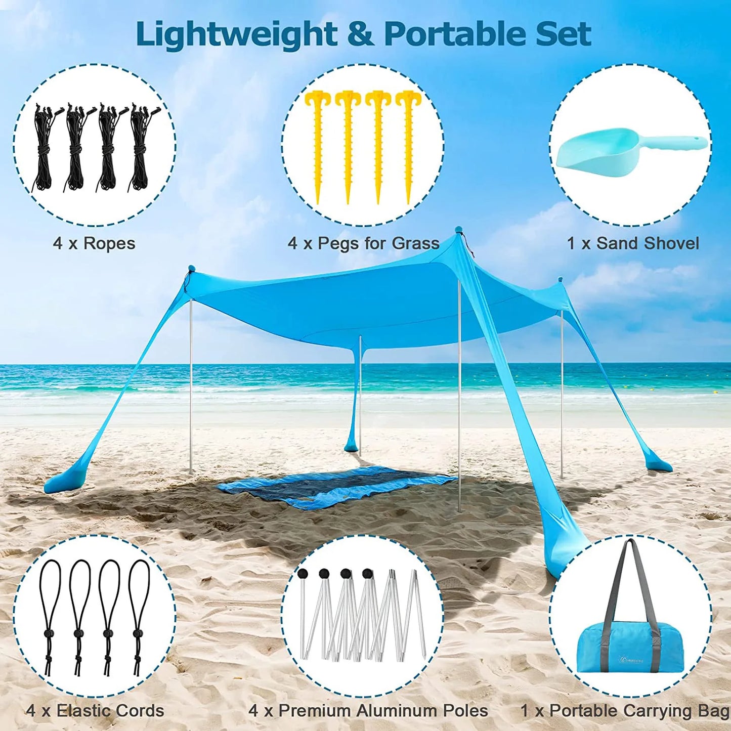 Large Portable Outdoor Canopy Tent for Lawn Camping Beach Fishing