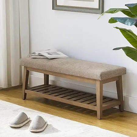 Ljustra Entryway Shoe Bench Upholstered Storage Ottoman Modern Design