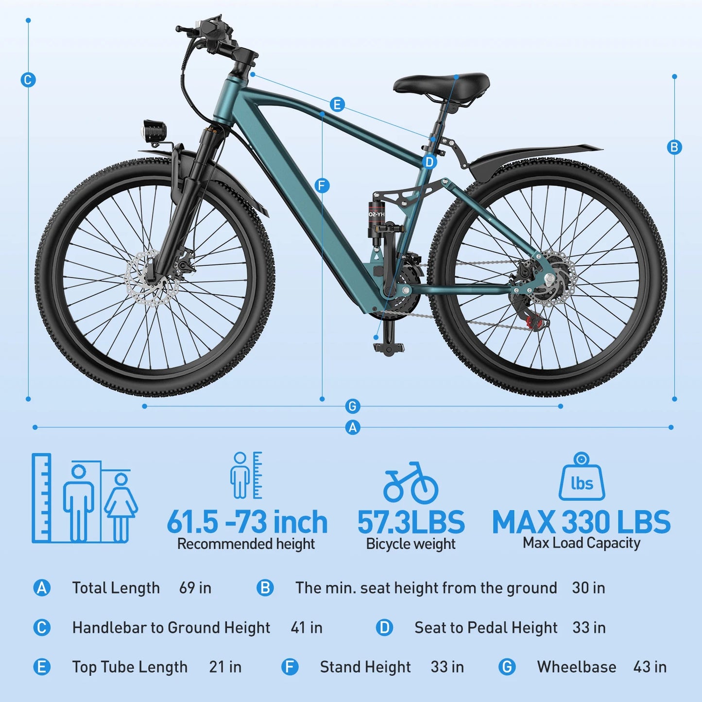 Electric Mountain Bike 500W Motor 36V Battery 26 24 Inch Adults Ebike