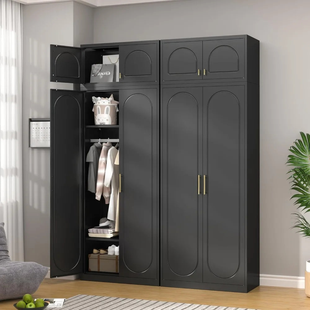 86 Inch Metal Wardrobe Cabinet Heavy Duty Clothing Storage Closet