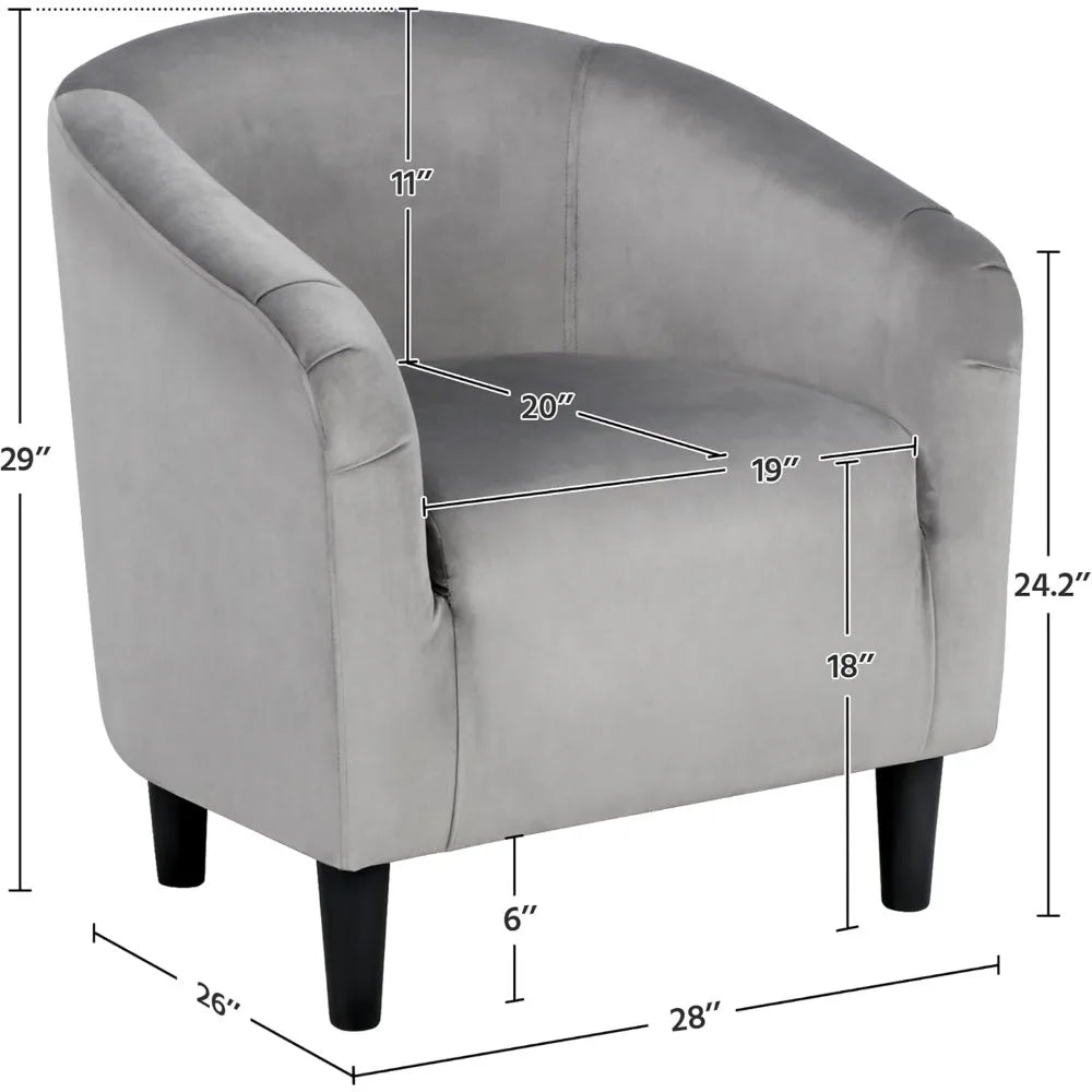 Living Room Velvet Accent Barrel Chair with Armrest for Bedroom