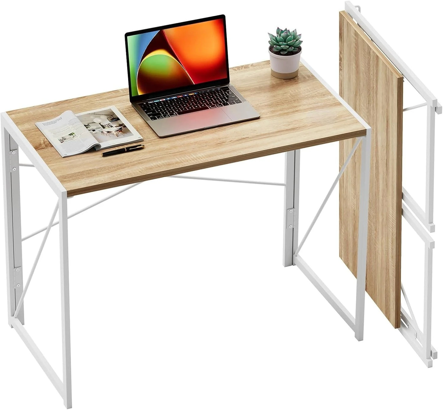 Folding Desk Portable Computer Table Space Saving Home Office Use