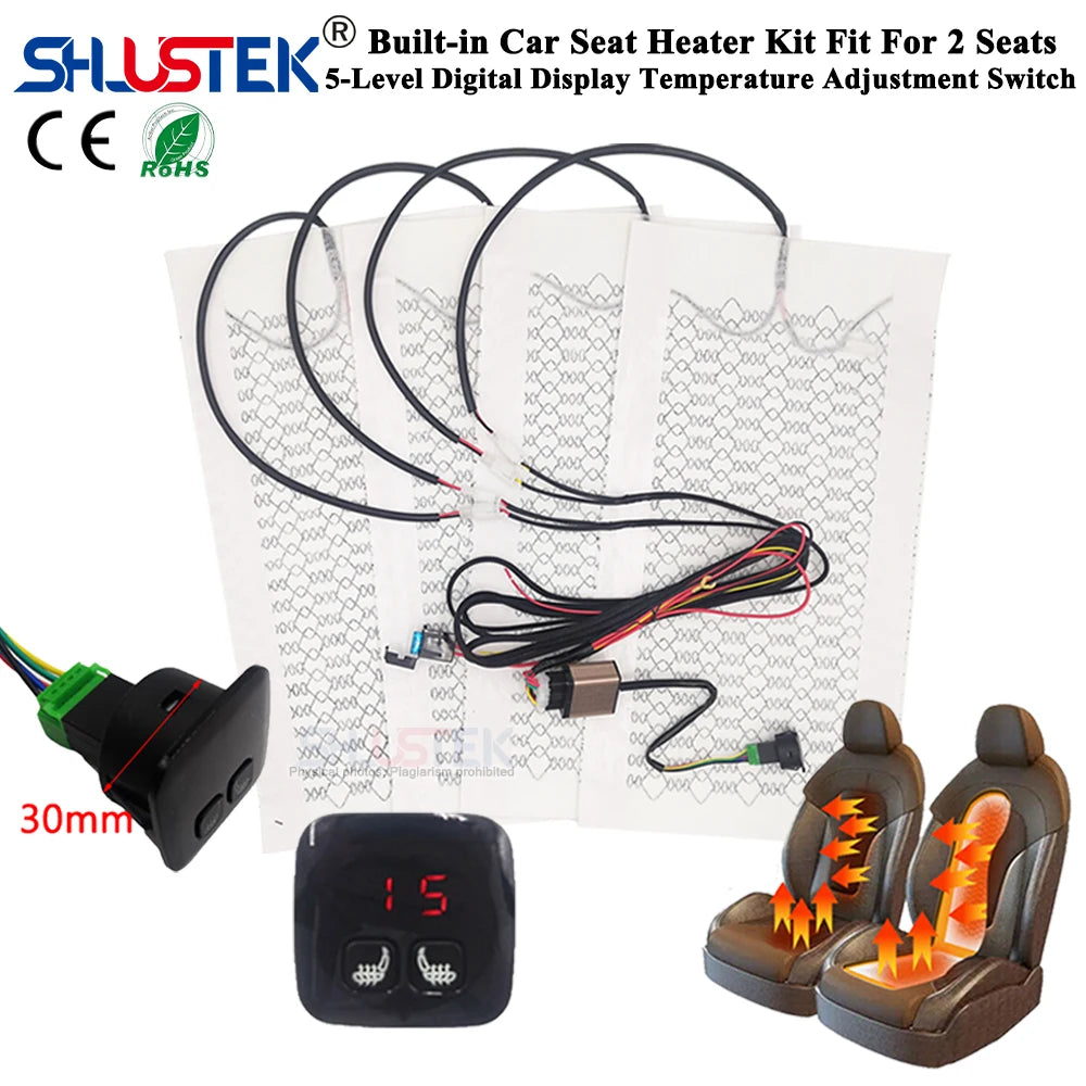 Universal 12V Car Seat Heater Carbon Fiber Heat Pads Dual Control System