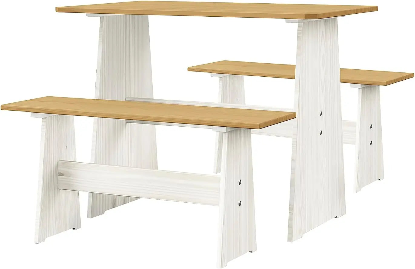 Ljustra Chapman 3 Piece Casual Dining Set Kitchen Table with Benches