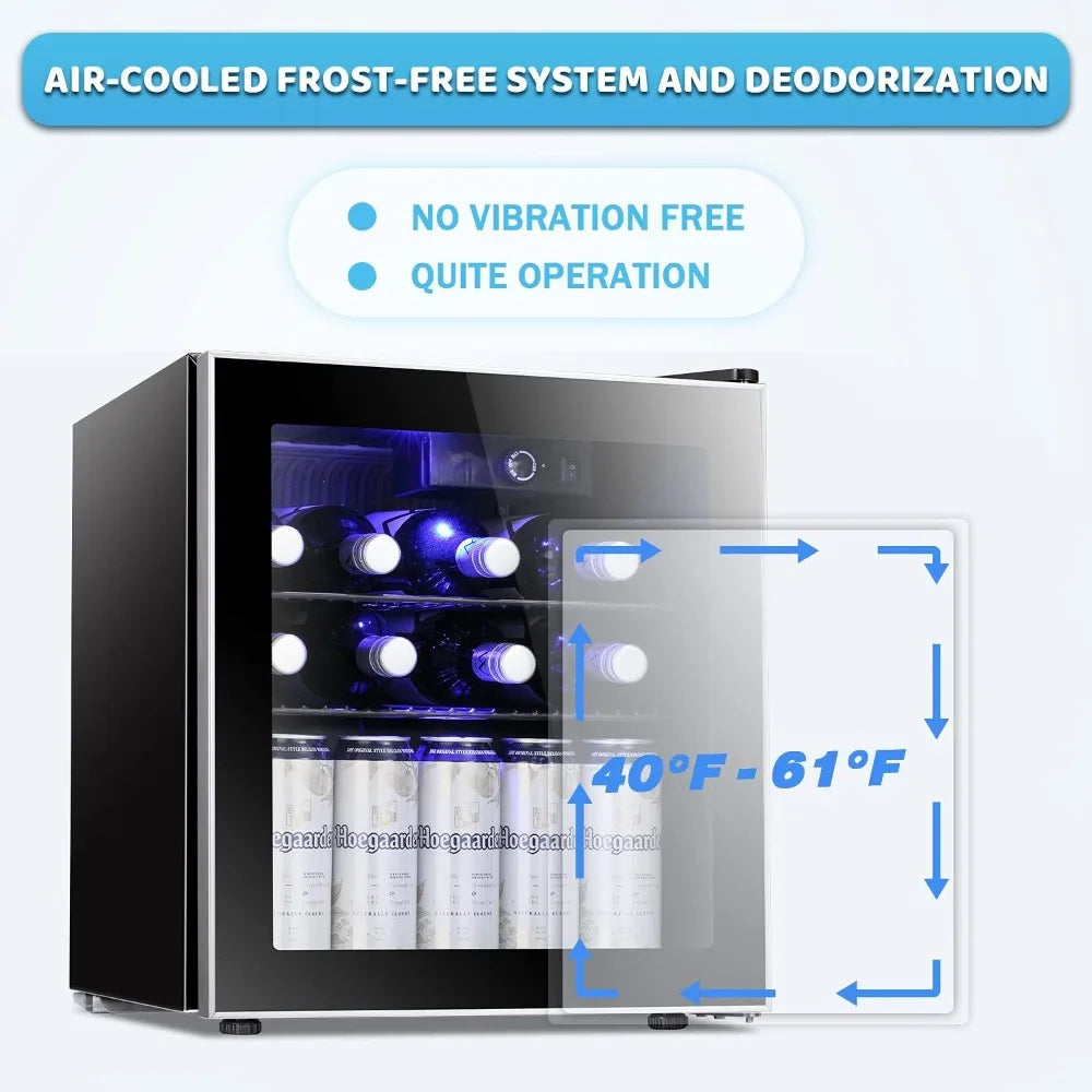 Mini Fridge Cooler 60 Can Beverage Refrigerator Glass Door for Home Use