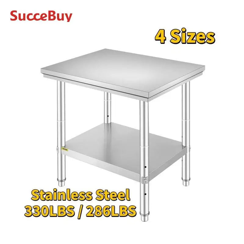 Ljustra Stainless Steel Kitchen Prep Table Commercial Workbench 330LBS