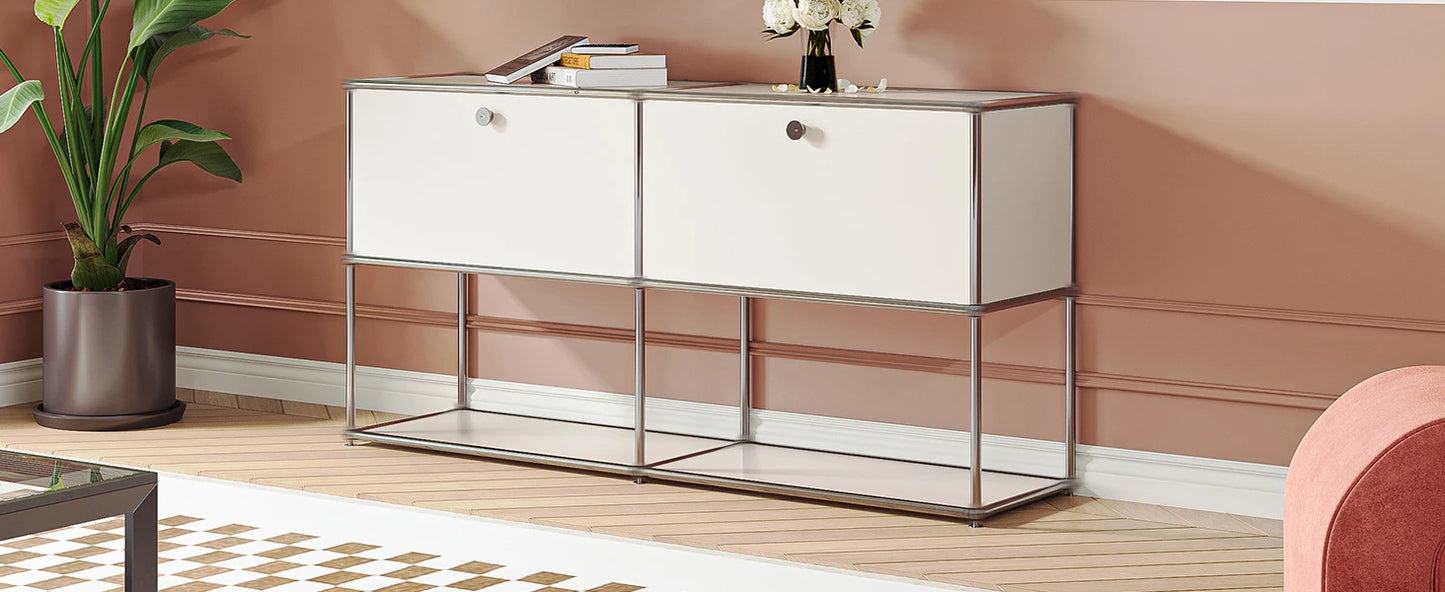 Modular Stainless Steel TV Cabinet Storage Shelf Living Room Furniture