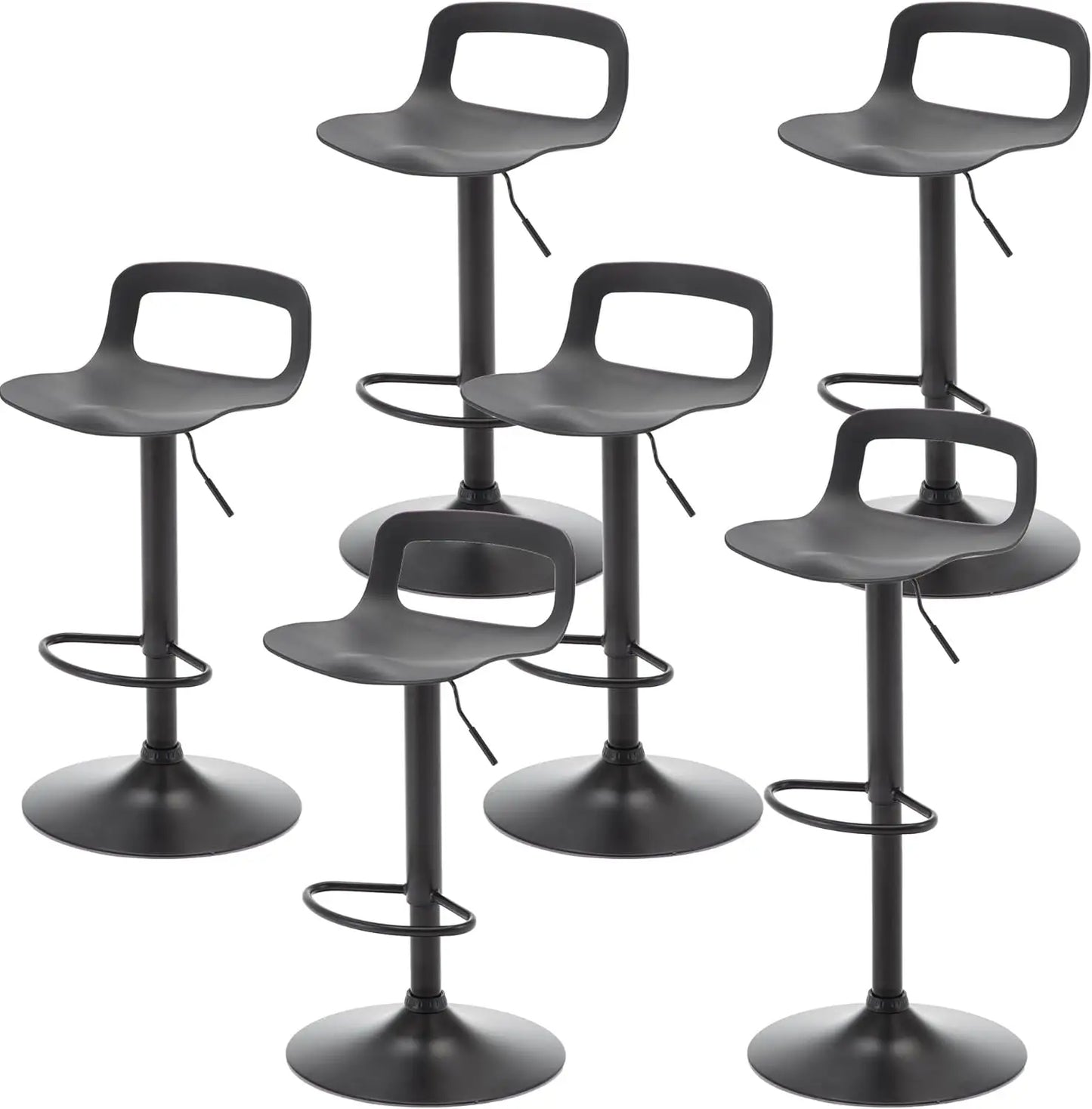 Contemporary Chrome Air Lift Adjustable Swivel Bar Stool Set of 6 Gray