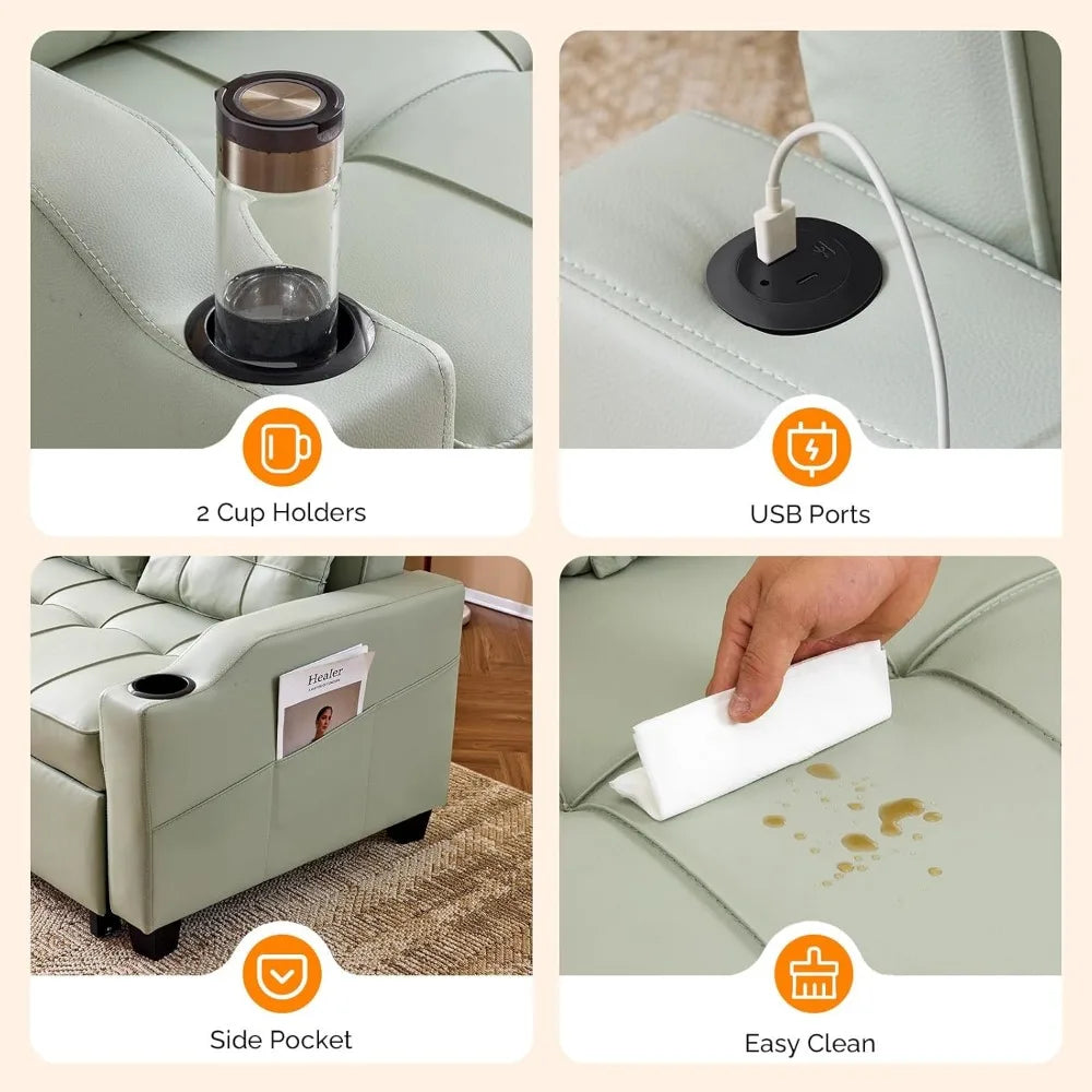 3-in-1 Convertible Futon Sleeper Sofa Bed Pull Out Loveseat with USB & Side Pockets