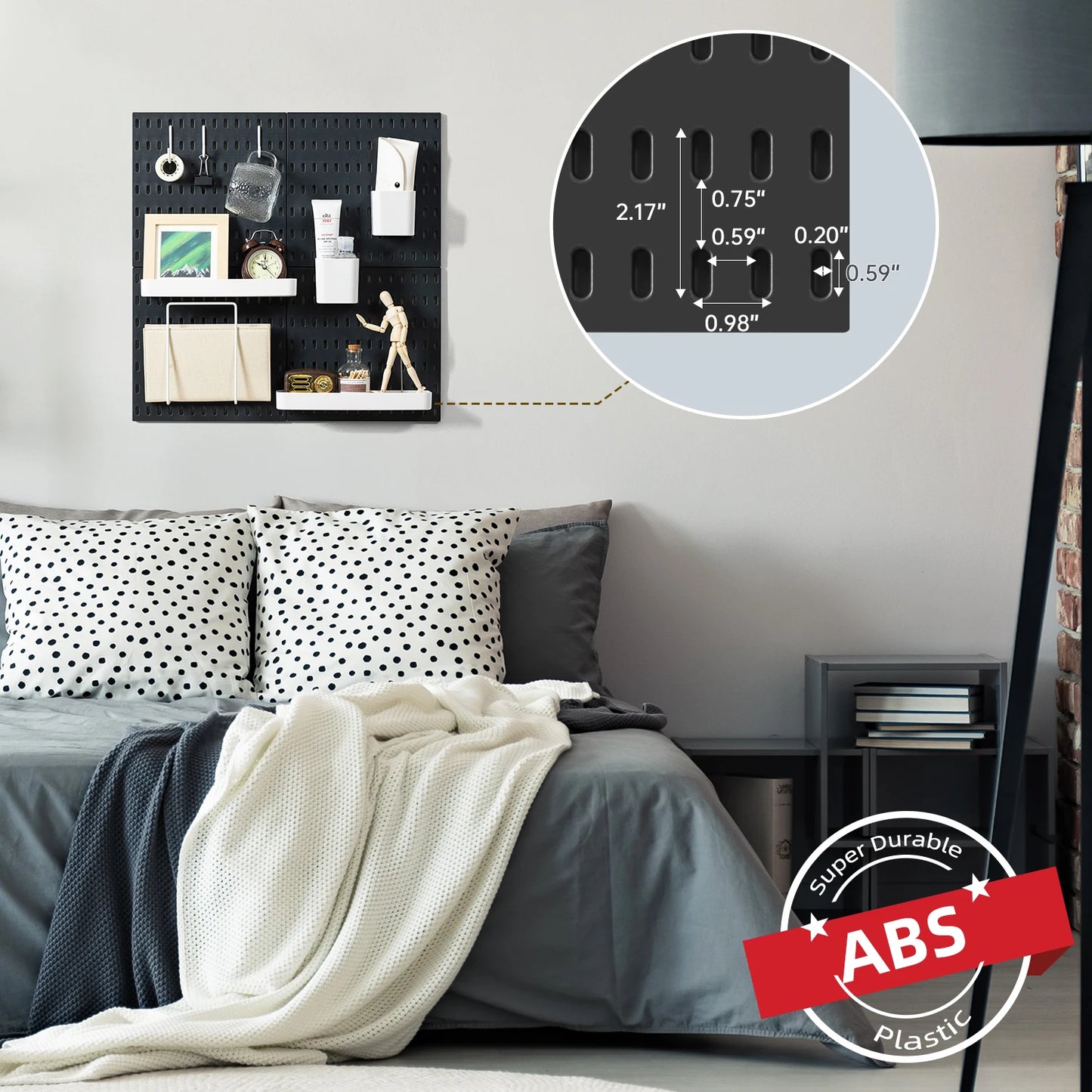 Deli 4pcs 22x22 Wall Organizer Kit with 17 Accessories for Storage