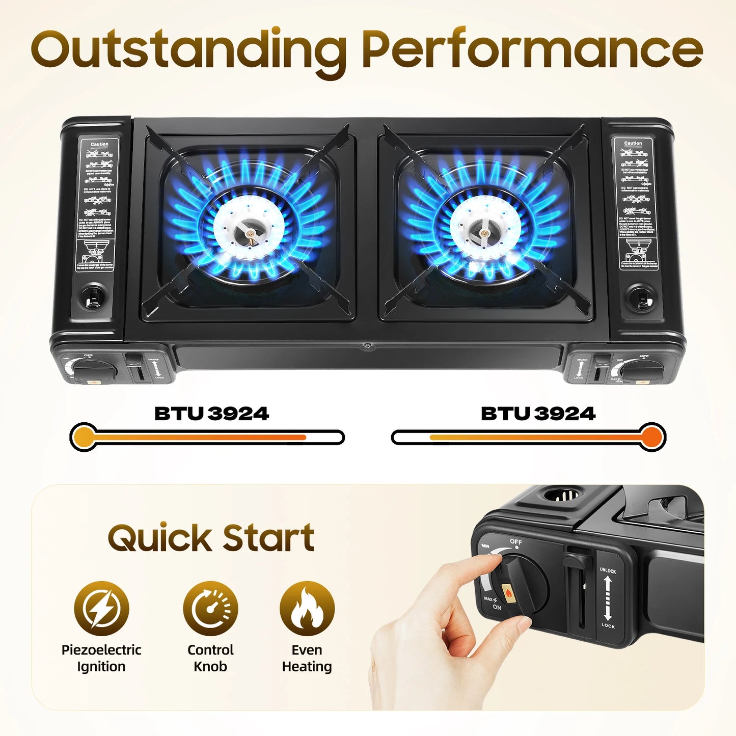 Ljustra 2in1 Portable Camping Stove Butane Burner Kit with Baking Pan