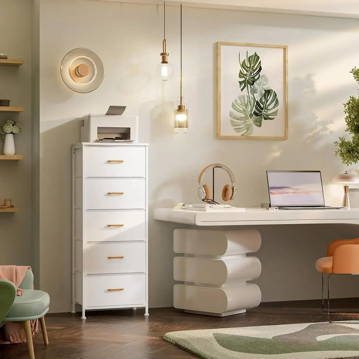 Tall Dresser 5 Drawers Storage Organizer Modern Furniture for Bedroom