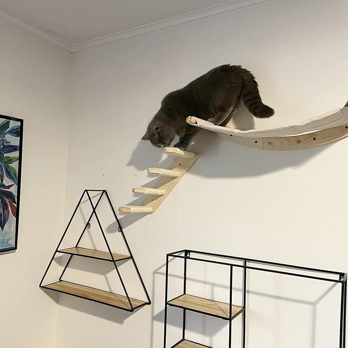Cat Wall Furniture Shelves Climbing Steps Scratching Post for Cats