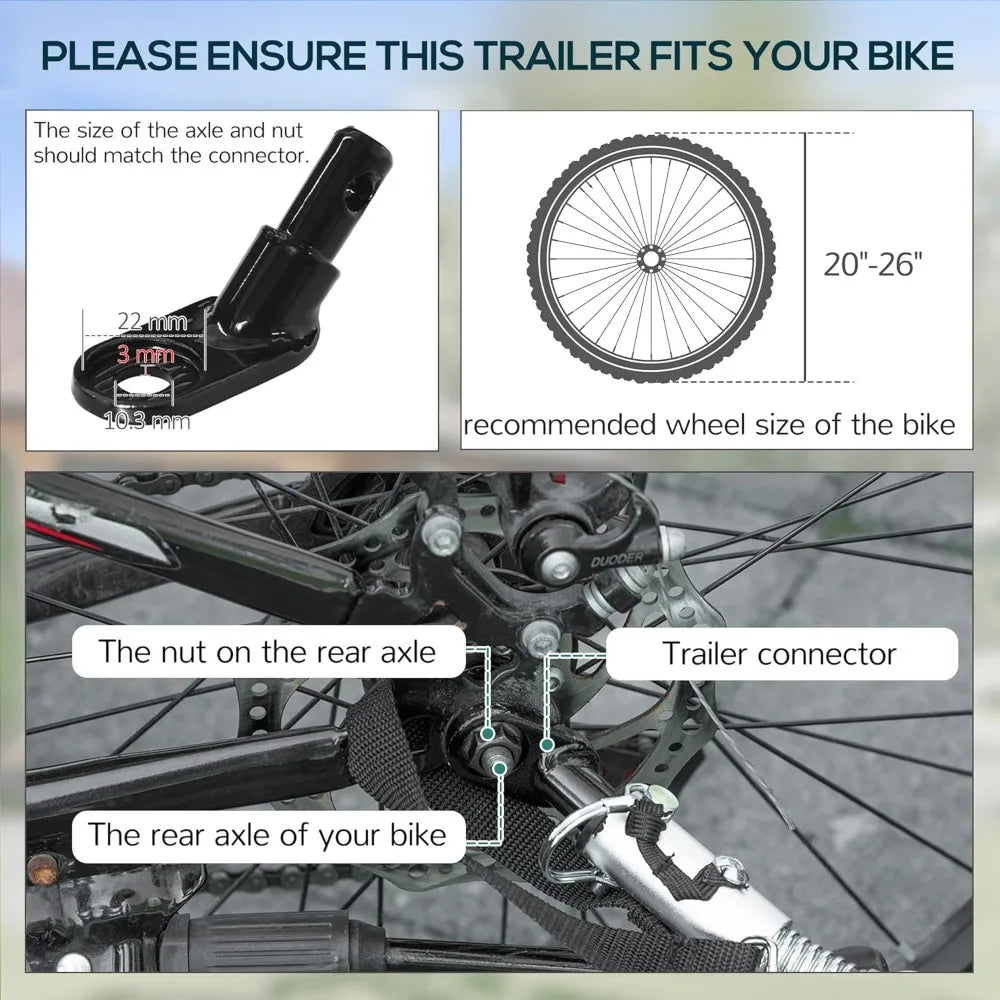 Bike Cargo Trailer Foldable Heavy Duty Universal Hitch Bicycle Wagon