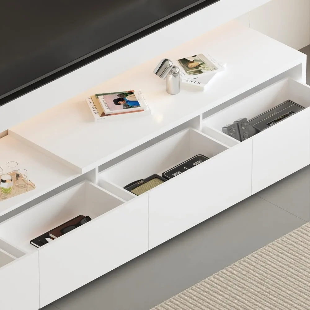 Ljustra 86.6" Modern TV Stand with 4 Drawers Entertainment Center Storage