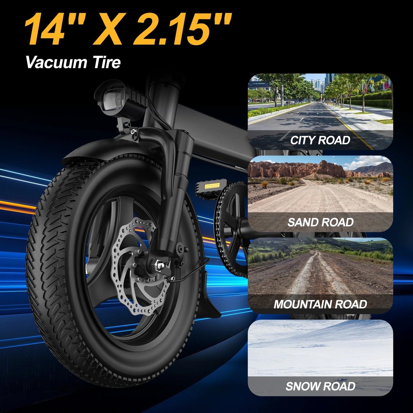 14 Inch Folding Mini Electric Motorcycle 500W 30 Mile Range Commuter