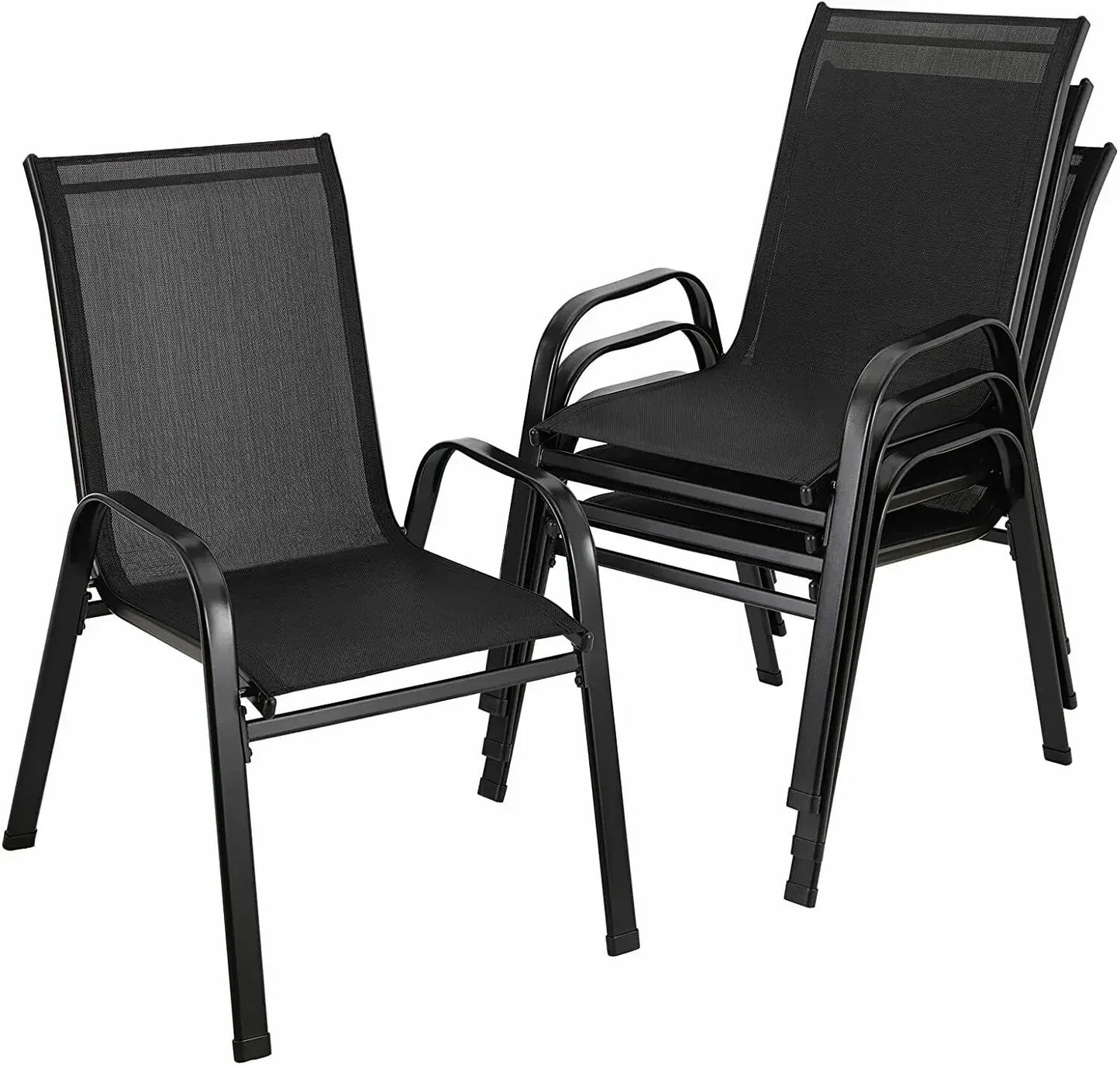Ljustra 4PCS Garden Chairs Steel Iron High Back Outdoor Folding Chair Set