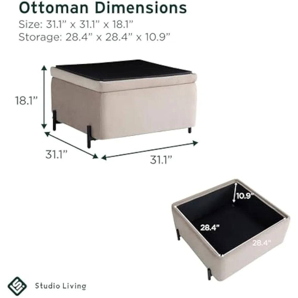 Connor Storage Ottoman Large Reversible Velvet Table with Storage