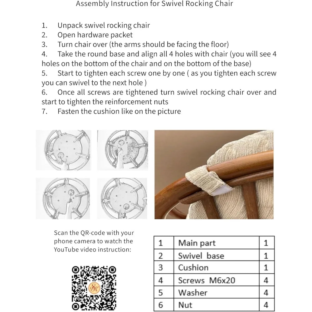 Java Lounge Swivel Rocking Chair Handmade Natural Rattan Wicker