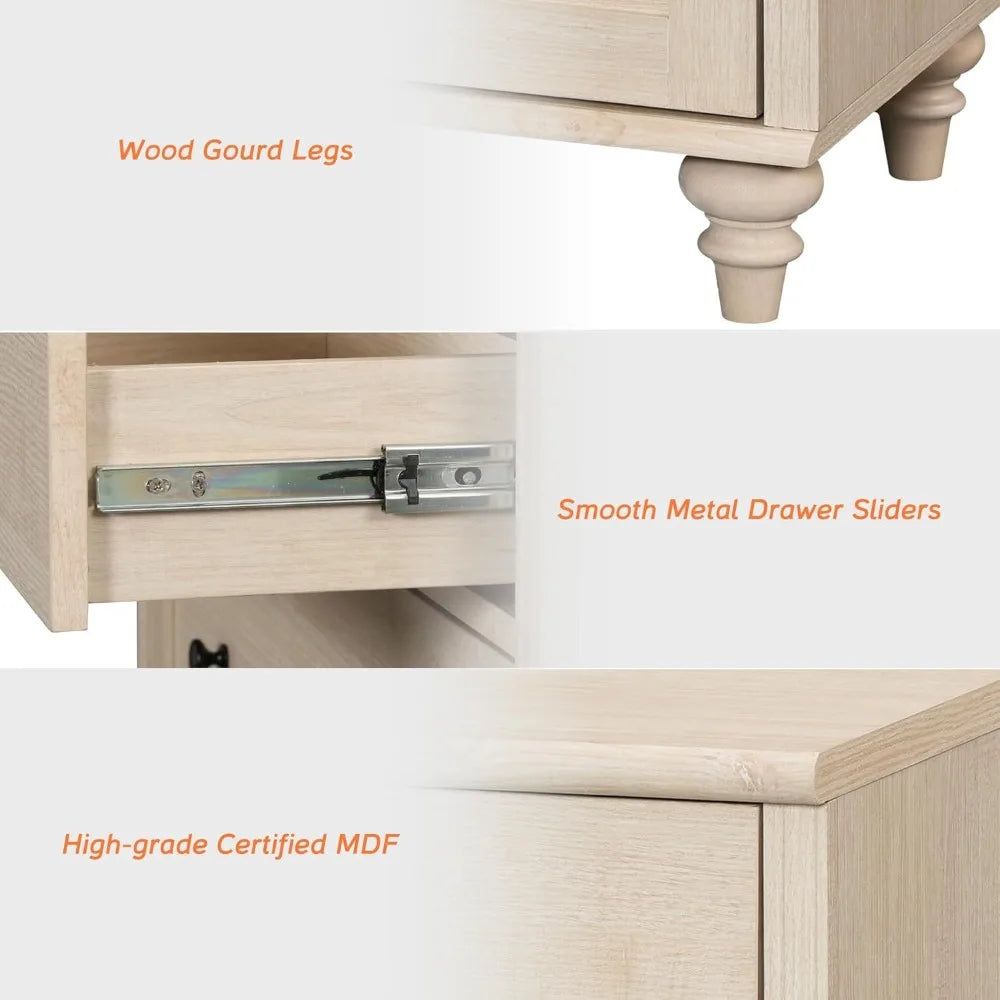 Children's Bedroom Furniture Set with 5-Drawer Dresser and Nightstands