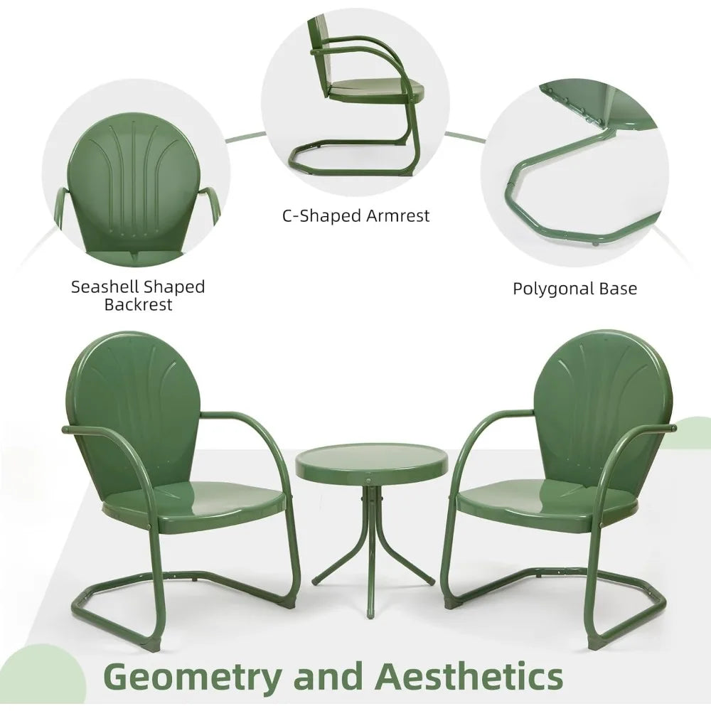 Ljustra Retro Metal Patio Bistro Set 3 Pieces Outdoor Seating