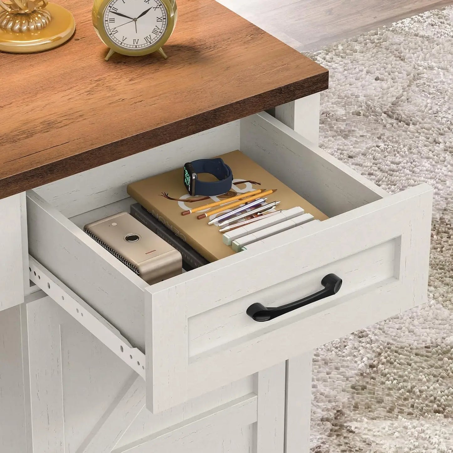 Ljustra Executive Desk with Storage Cabinet and Power Outlet 67.9 Inch