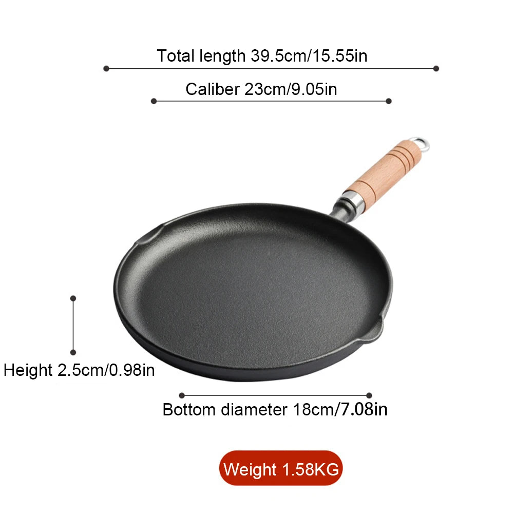 9 Inch Cast Iron Skillet Non Stick Fry Pan Chef Pan Indoor Outdoor Use