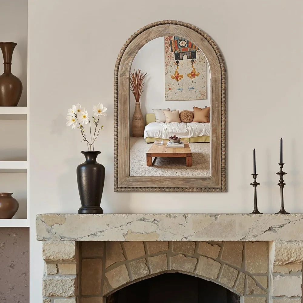 Ljustra Arch Wall Mirror 26x40 Wood Framed Farmhouse Decorative Mirror