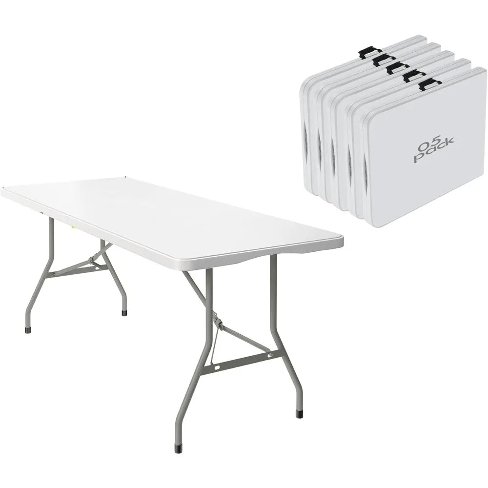 5 Pack 6 Foot Foldable Table Heavy Duty Portable Perfect for Events