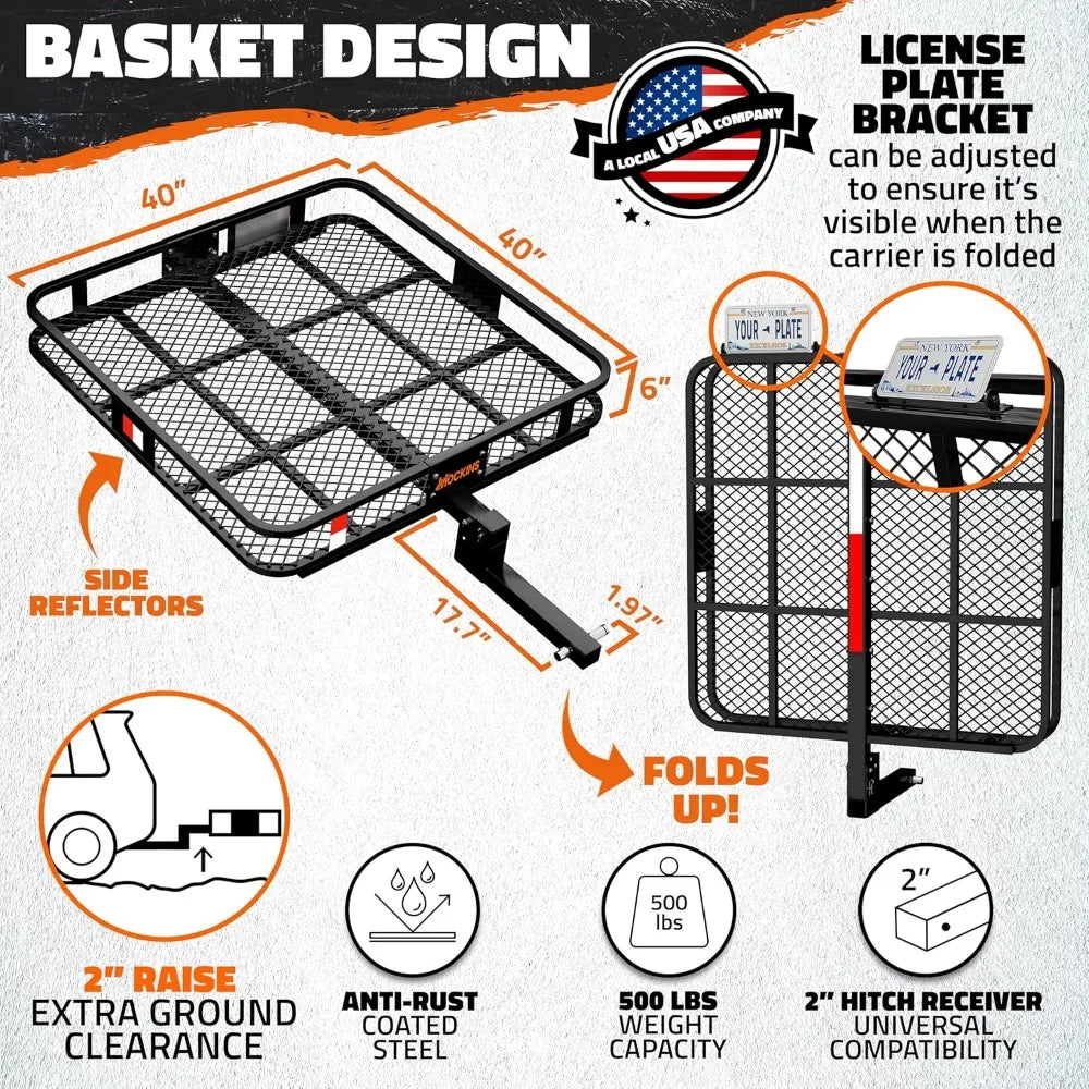 40x40 Extra Deep Square Cargo Carrier with Waterproof Bag 500 lbs Capacity