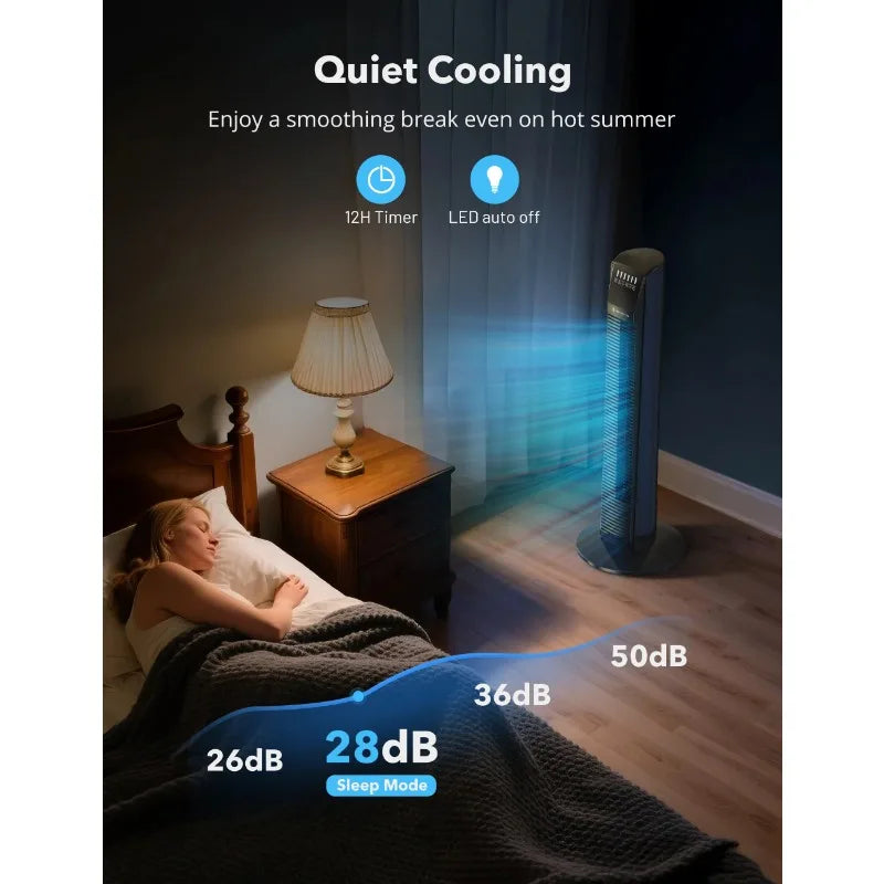 Ljustra Tower Fan for Home 36 inch Oscillating Remote Control Quiet Fan