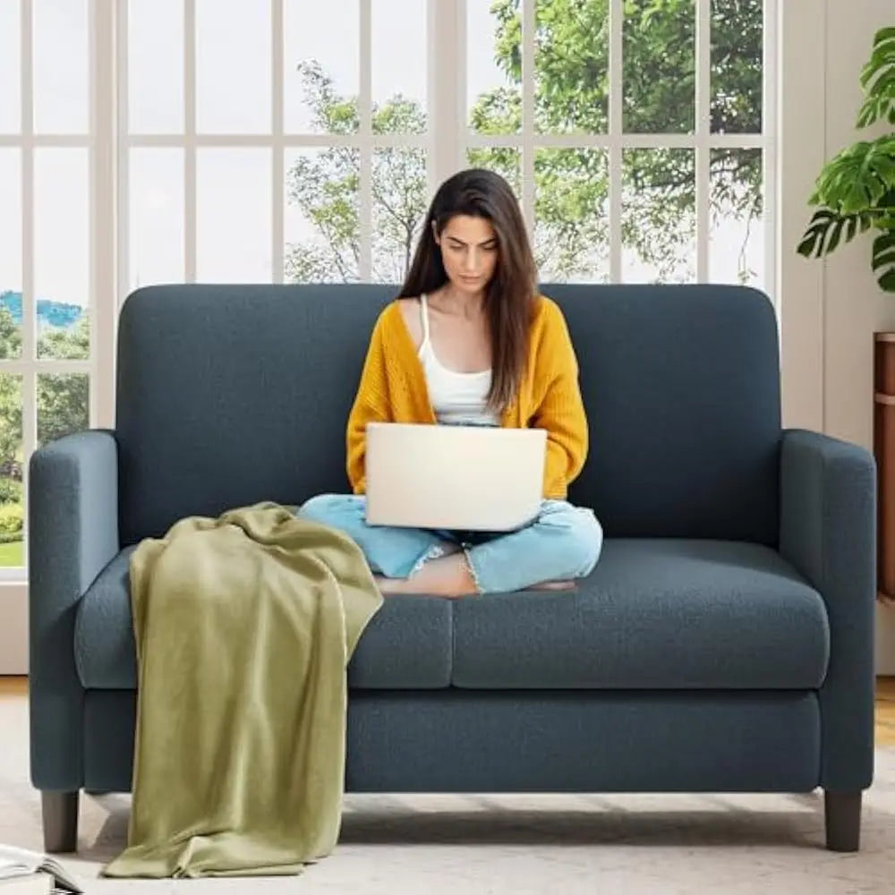 Ljustra 51" Loveseat Sofa Comfy Teddy Couch Tool-Free Setup Living Room