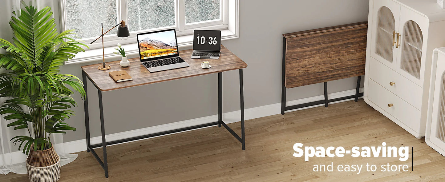 Folding Desk 47.2 Inch Space Saving Computer Table Office Workstation