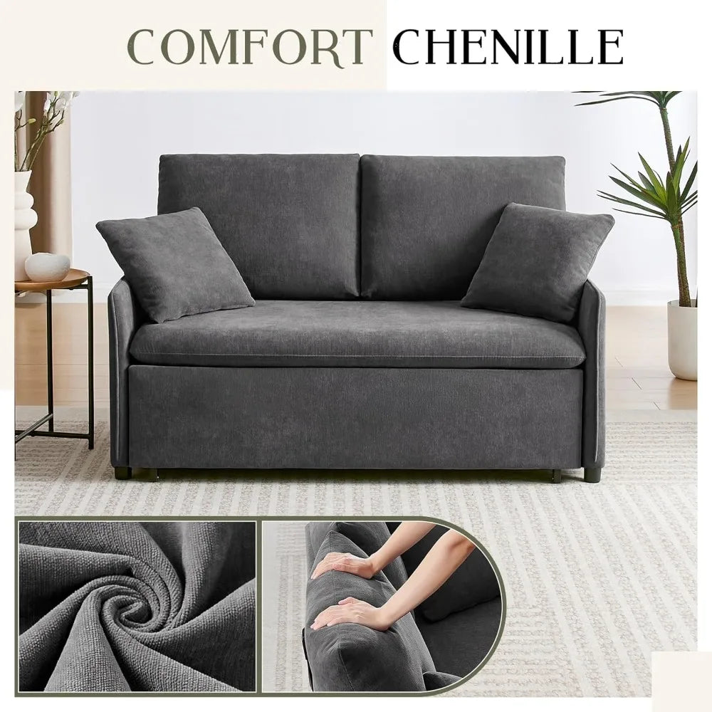 55 Inch Convertible Sleeper Sofa Bed Adjustable Backrest Futon Couch