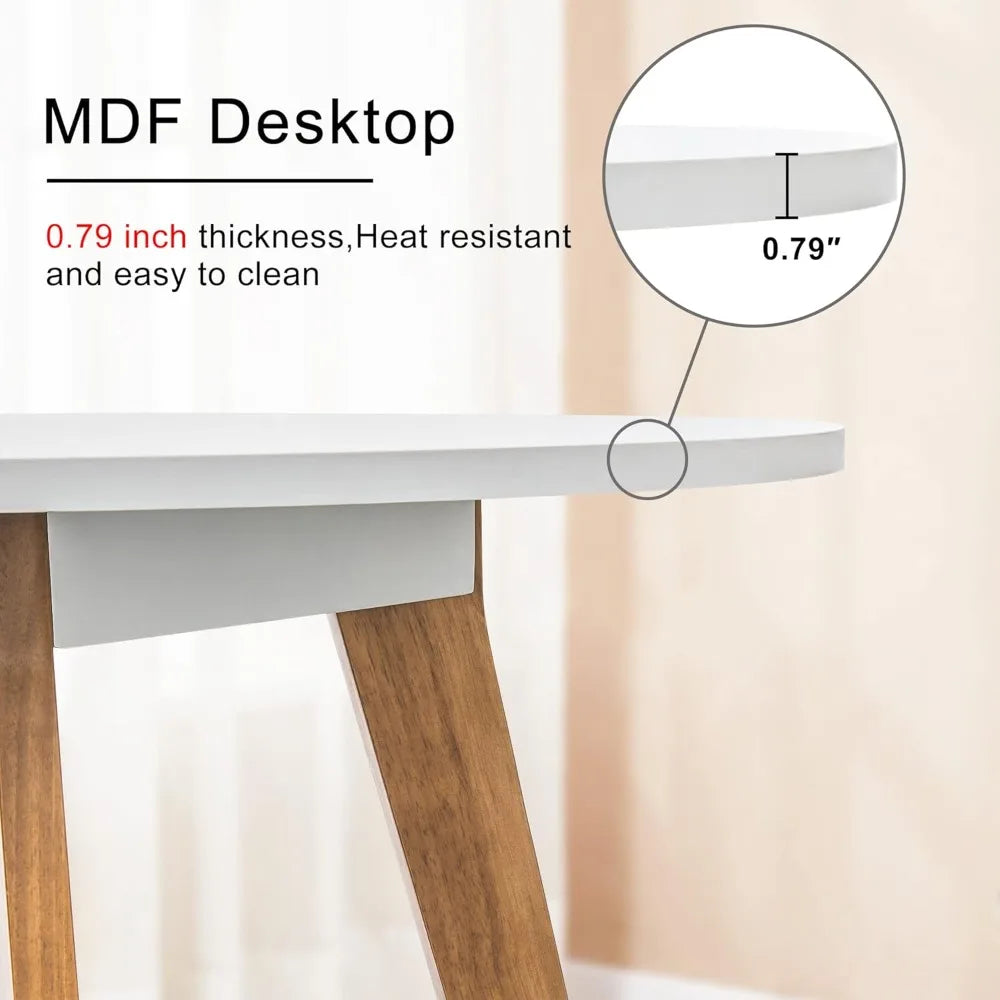 Mid Century Modern Dining Table Solid Wood Legs for Kitchen Living Room