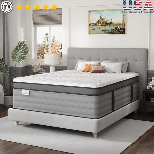 Ljustra California King Mattress Gel Memory Foam 12 Inch Pressure Relief