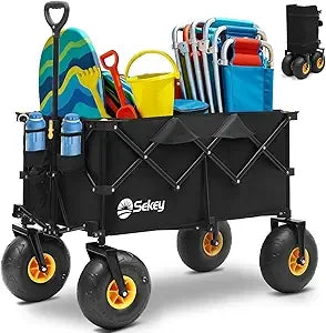 Heavy Duty Beach Wagon 440lb Capacity Oversized Foldable Cart