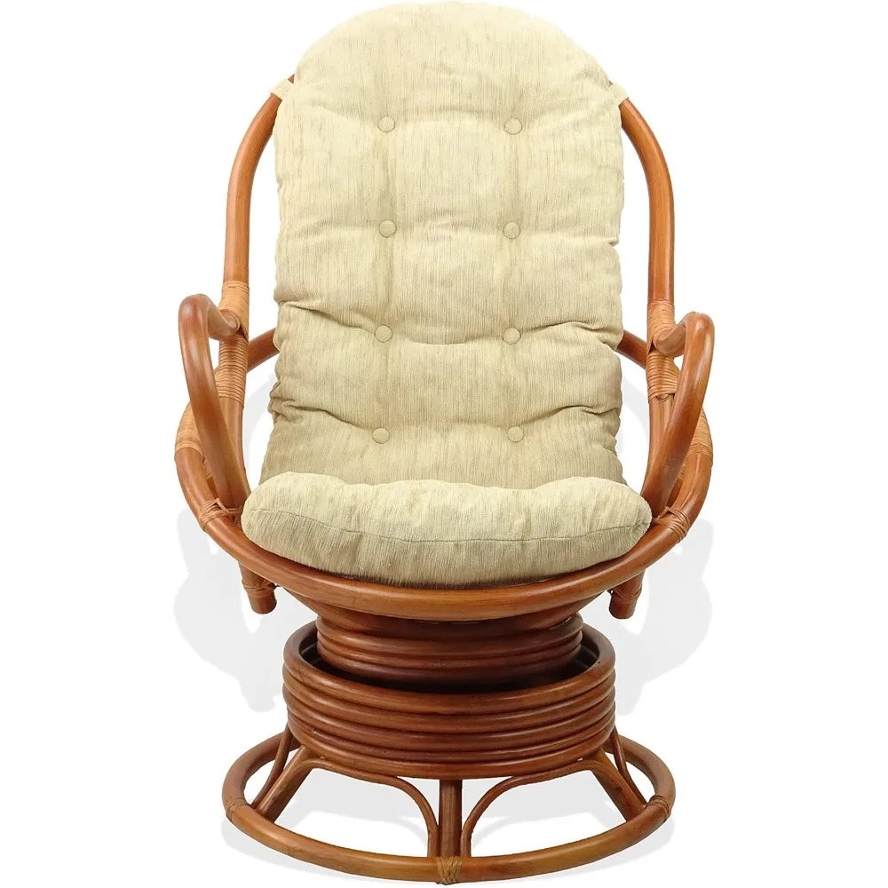 Java Lounge Swivel Rocking Chair Handmade Natural Rattan Wicker
