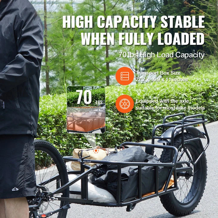 Ljustra Bike Cargo Trailer Heavy-Duty 70 lbs Capacity Compact Storage
